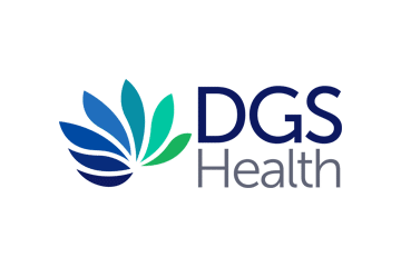 Dgs health logo on a black background.