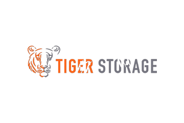 Tiger storage logo on a black background.