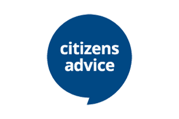 Citizens advice logo on a black background.