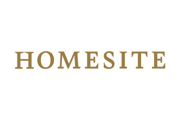 The homesite logo on a black background is perfect for websites or estate agents.