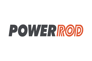 Logo for Powerrod on a sleek black background.